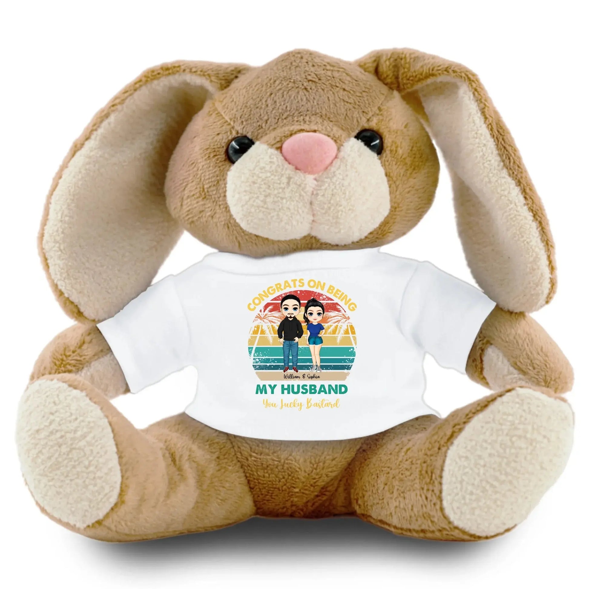 Personalized Couple Plush Bunny – Custom His & Hers Anniversary Gift teeinblue