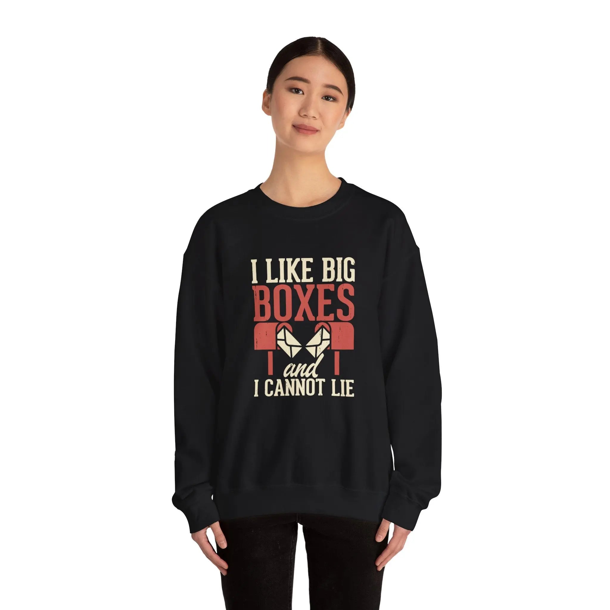 Funny Unisex Sweatshirt - I Like Big Boxes Gift for Movers, Perfect for Birthdays, Holidays, Casual Wear, Cozy Layering Printify