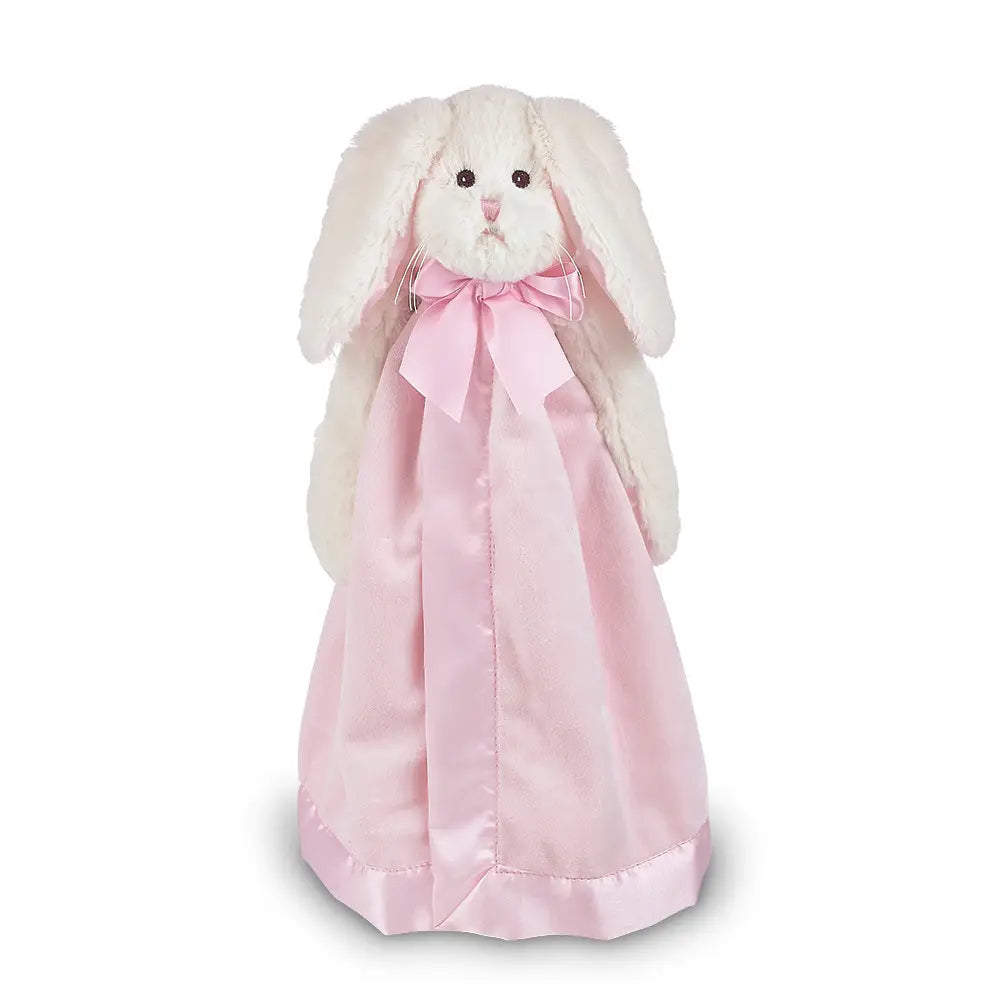 Bearington Baby Bunny Snuggler – 15” Pink Plush Security Blanket Lovey with Gift Box | Soft Bunny Lovie for Baby Girls Lichi Gifts