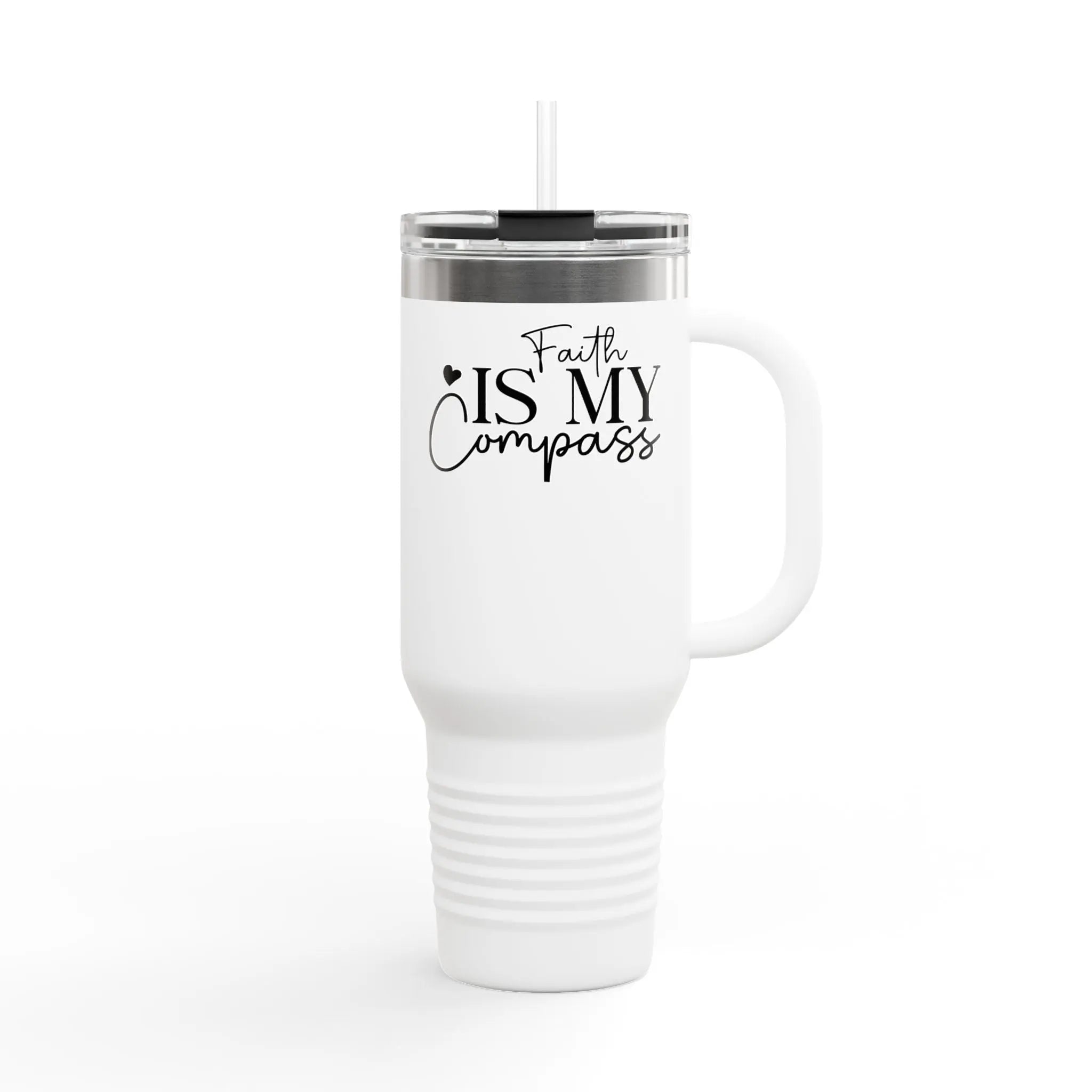 Faith is My Compass, Insulated Travel Mug, 40oz – Motivational Drinkware for Faith Lovers, Family Gifts, Outdoor Adventures, Travel [...] Printify