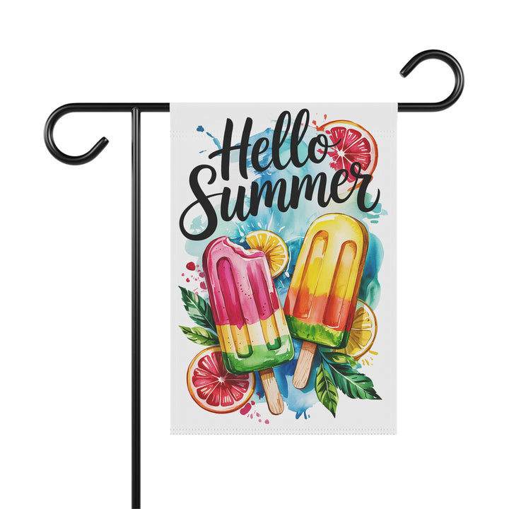 “Hello Summer” Garden Flag – Vibrant Popsicle Design