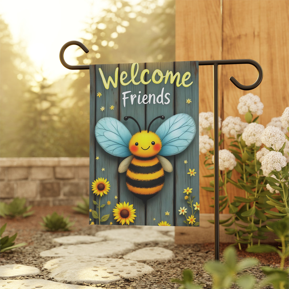 Bee-Themed Welcome Garden Flag – “Welcome Friends” Cute Outdoor Decor
