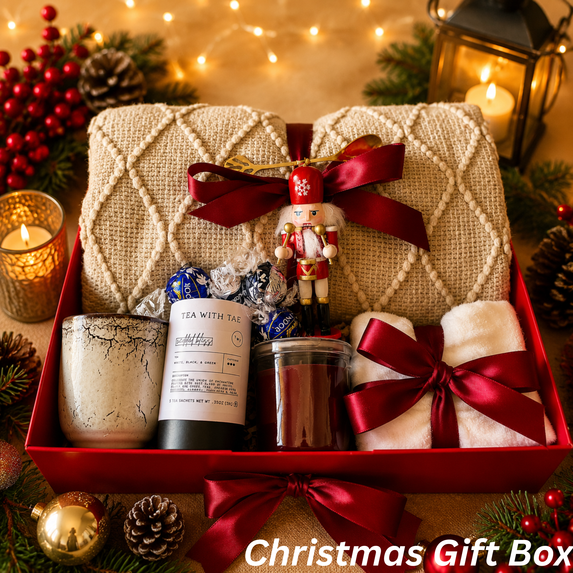 Christmas Gift Box – Cozy Blanket, Tea, Chocolate & Nutcracker