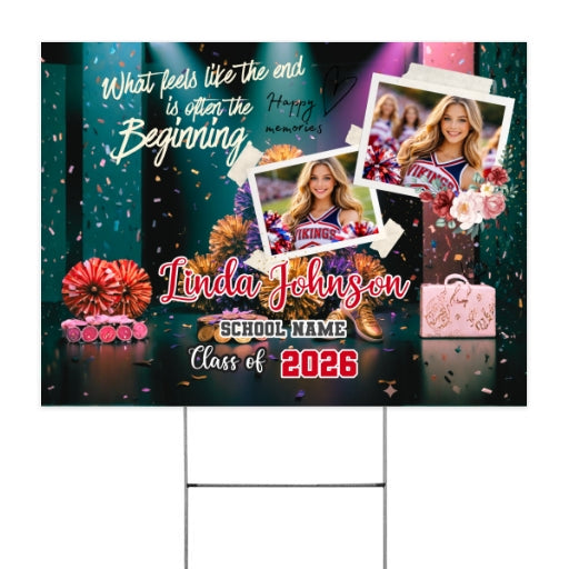 Personalized Cheerleader Graduation 2026 Yard Sign customall