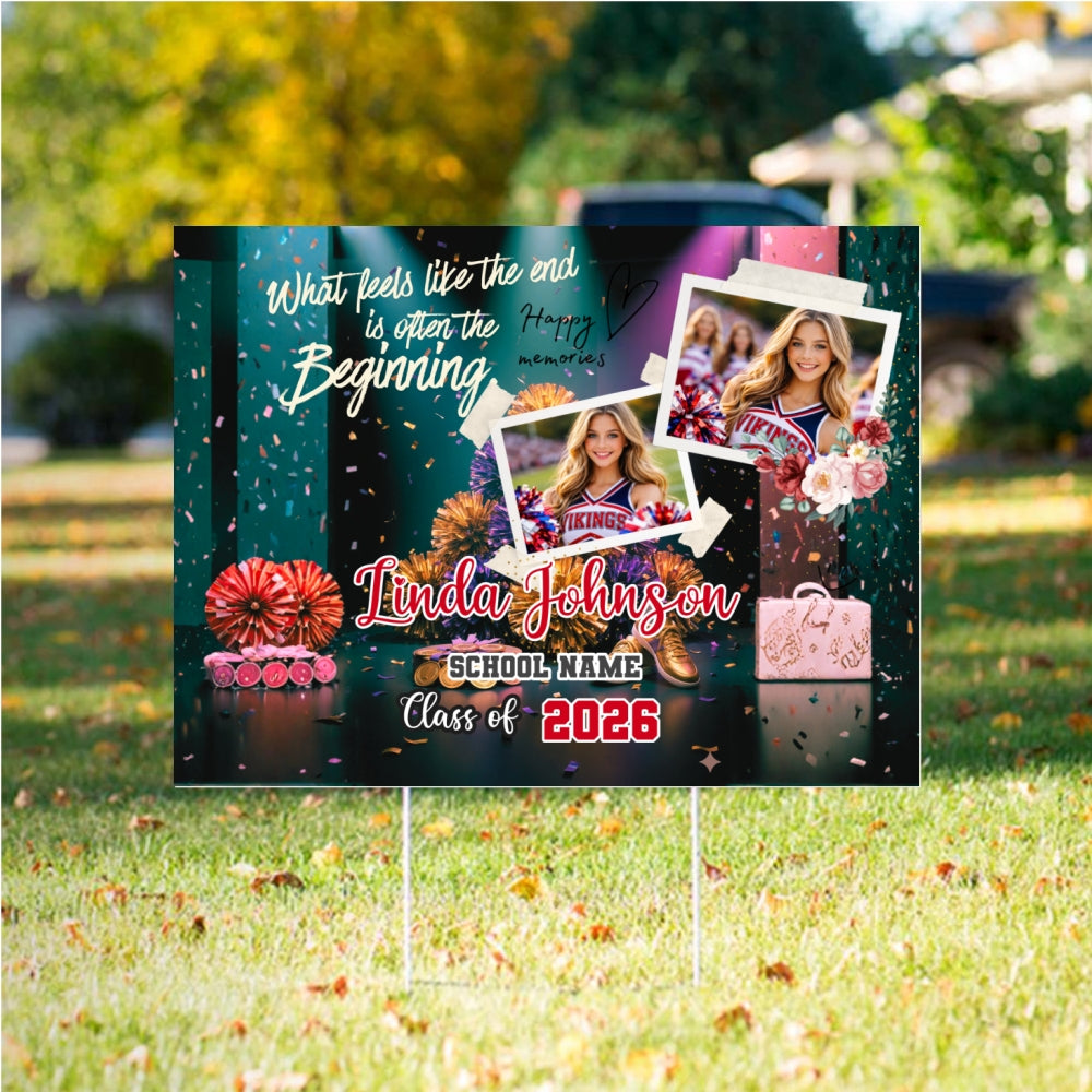Personalized Cheerleader Graduation 2026 Yard Sign customall