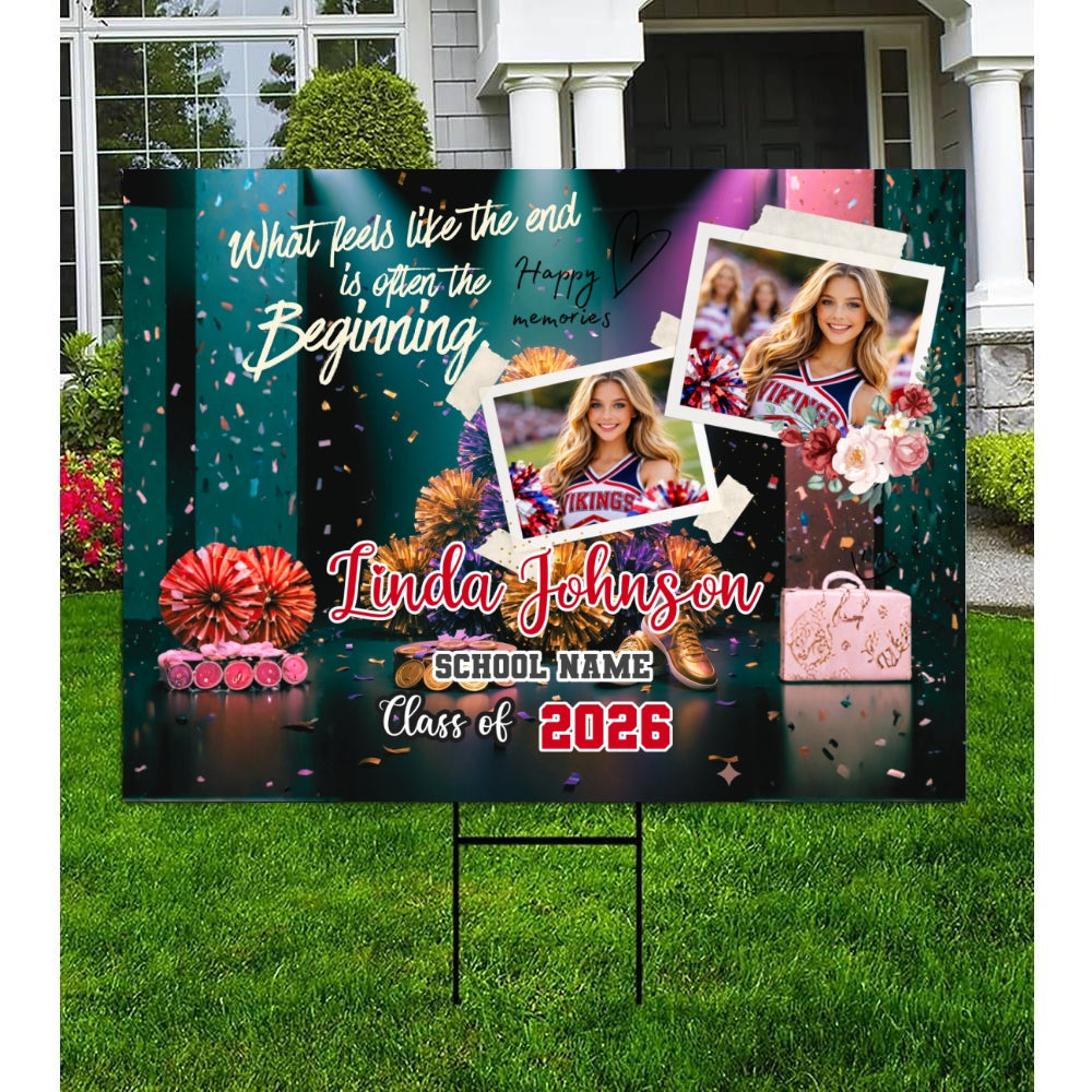 Personalized Cheerleader Graduation 2026 Yard Sign customall