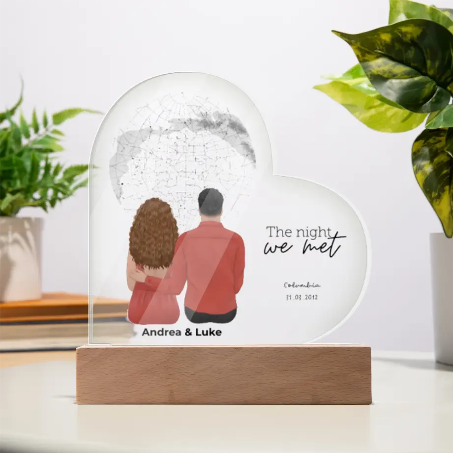 Personalized Star Map Acrylic Heart Plaque – Custom “The Night We Met” Keepsake Gift shineon