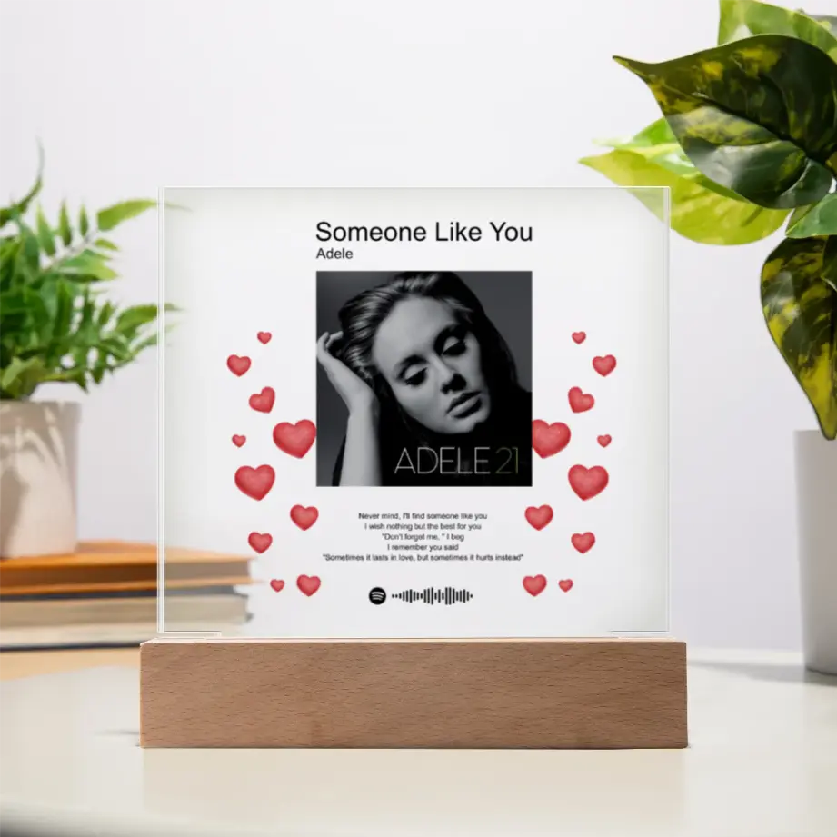 Personalized Music Player - Valentines Acrylic Sign with Wooden Stand - Valentines Song Sign - Love Sign Art shineon