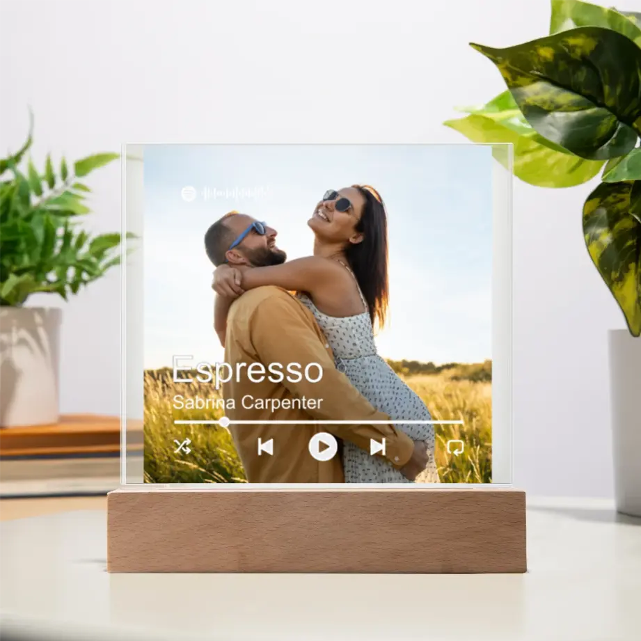 Personalized LED Acrylic Music Plaque – Spotify-Style Square Display shineon