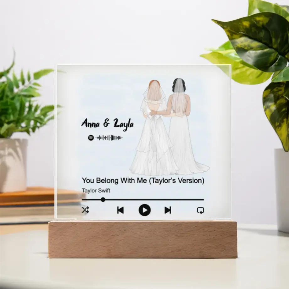 Personalized Wedding Song Acrylic Plaque – “You Belong With Me” Spotify Style Couples Gift shineon