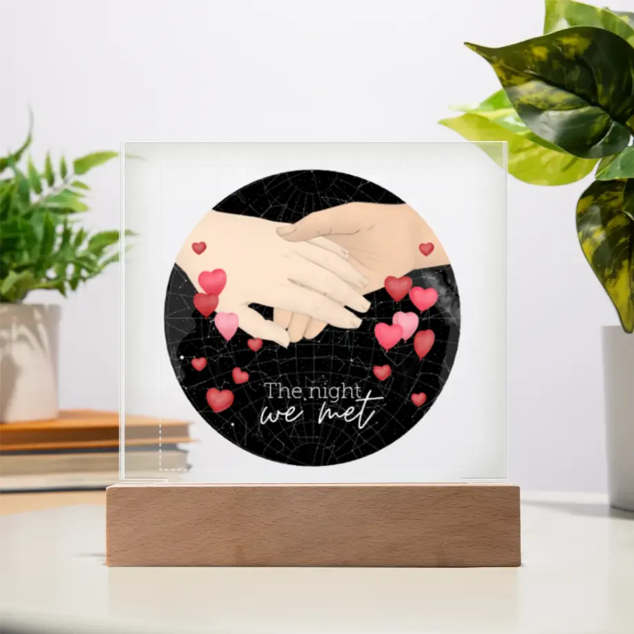 Personalized “The Night We Met” Star Map Acrylic Plaque – Custom Couples Gift with LED Base shineon