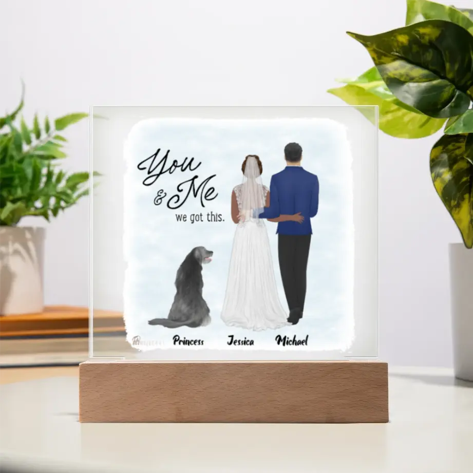 Customized You And Me and We Got This Acrylic Sign with Wooden Stand - Inspirational Gift for Couples - Unique Home Décor shineon