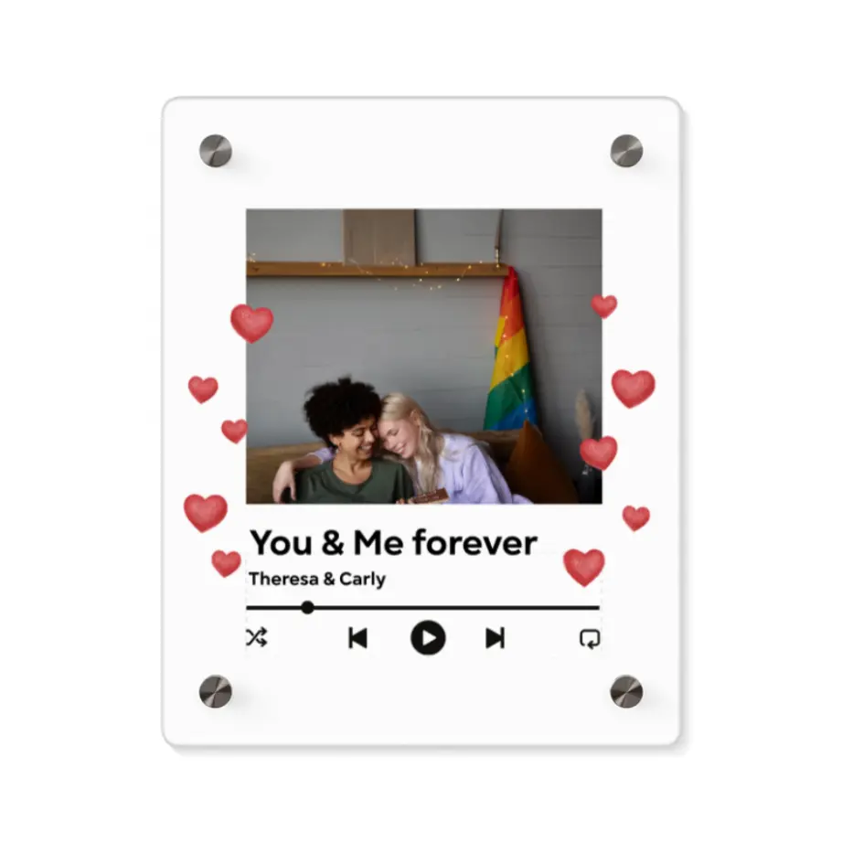 Customized Music Player Valentine's Acrylic Wall Art Panel - Romantic Gift for Couples - Personalized Décor for Music Lovers printify