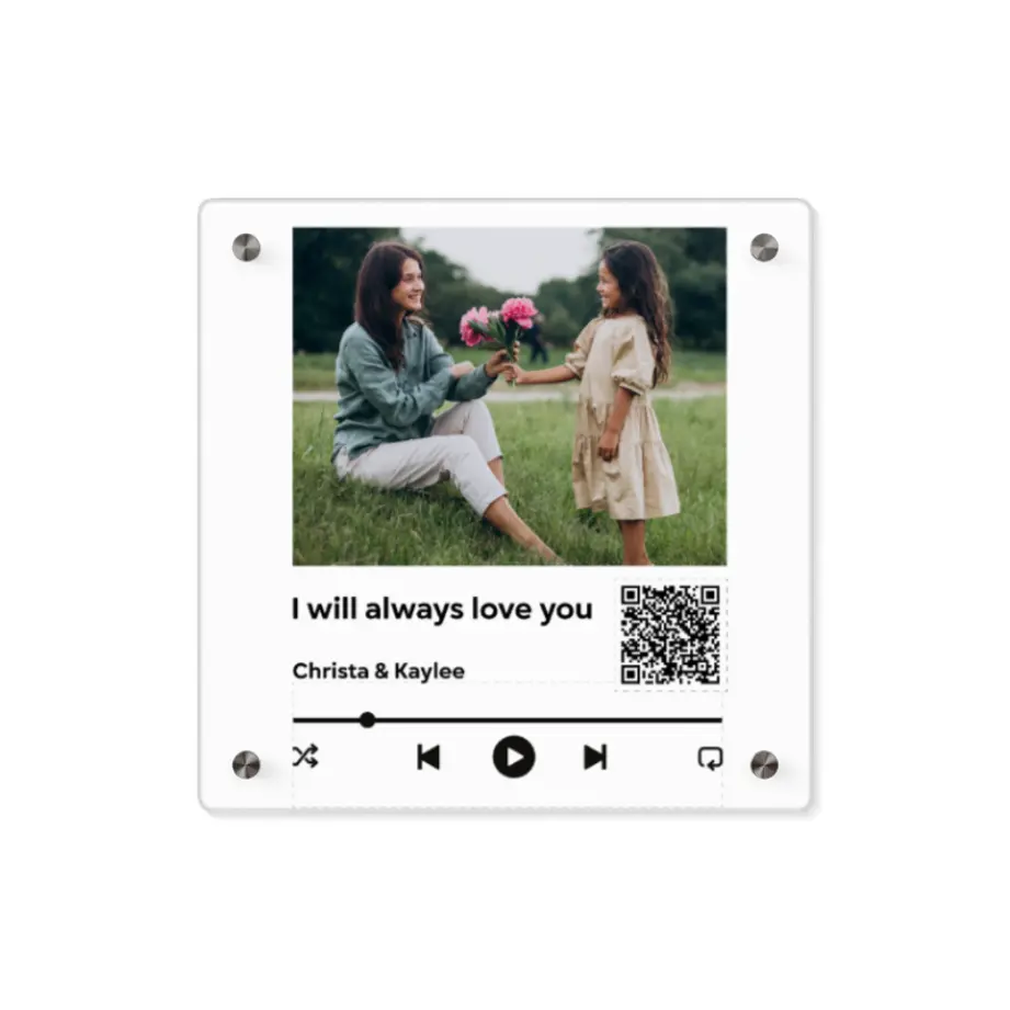 Custom Music-Player Acrylic Wall Art Panel – QR Code Edition printify