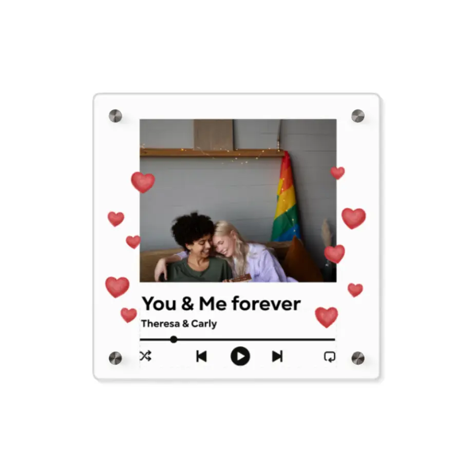 Customized Music Player Valentine's Acrylic Wall Art Panel - Romantic Gift for Couples - Personalized Décor for Music Lovers printify