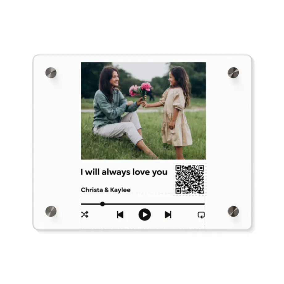 Custom Music-Player Acrylic Wall Art Panel – QR Code Edition printify