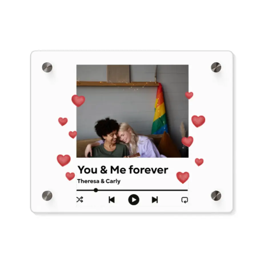 Customized Music Player Valentine's Acrylic Wall Art Panel - Romantic Gift for Couples - Personalized Décor for Music Lovers printify