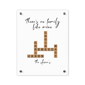Custom Acrylic Wall Art Panel – “There’s No Family Like Mine” Crossword