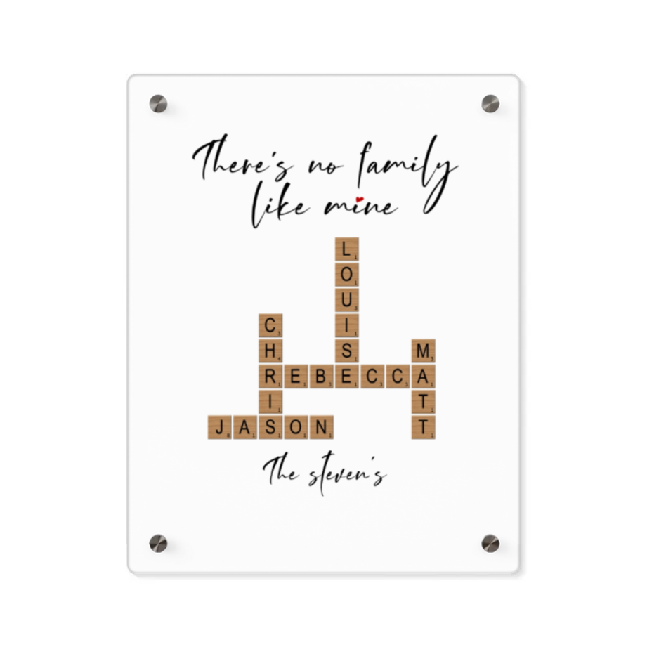 Custom Acrylic Wall Art Panel – “There’s No Family Like Mine” Crossword