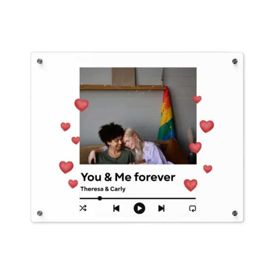 Customized Music Player Valentine's Acrylic Wall Art Panel - Romantic Gift for Couples - Personalized Décor for Music Lovers printify