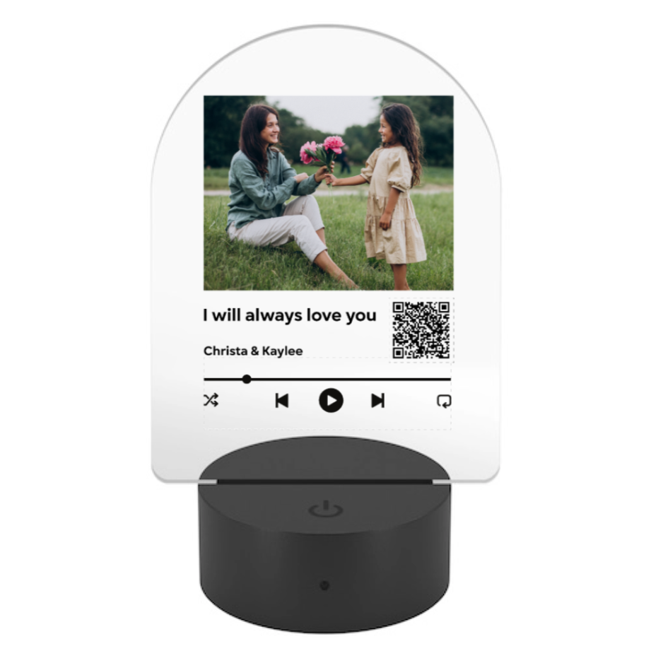 Arc Acrylic LED Sign Music Player QR