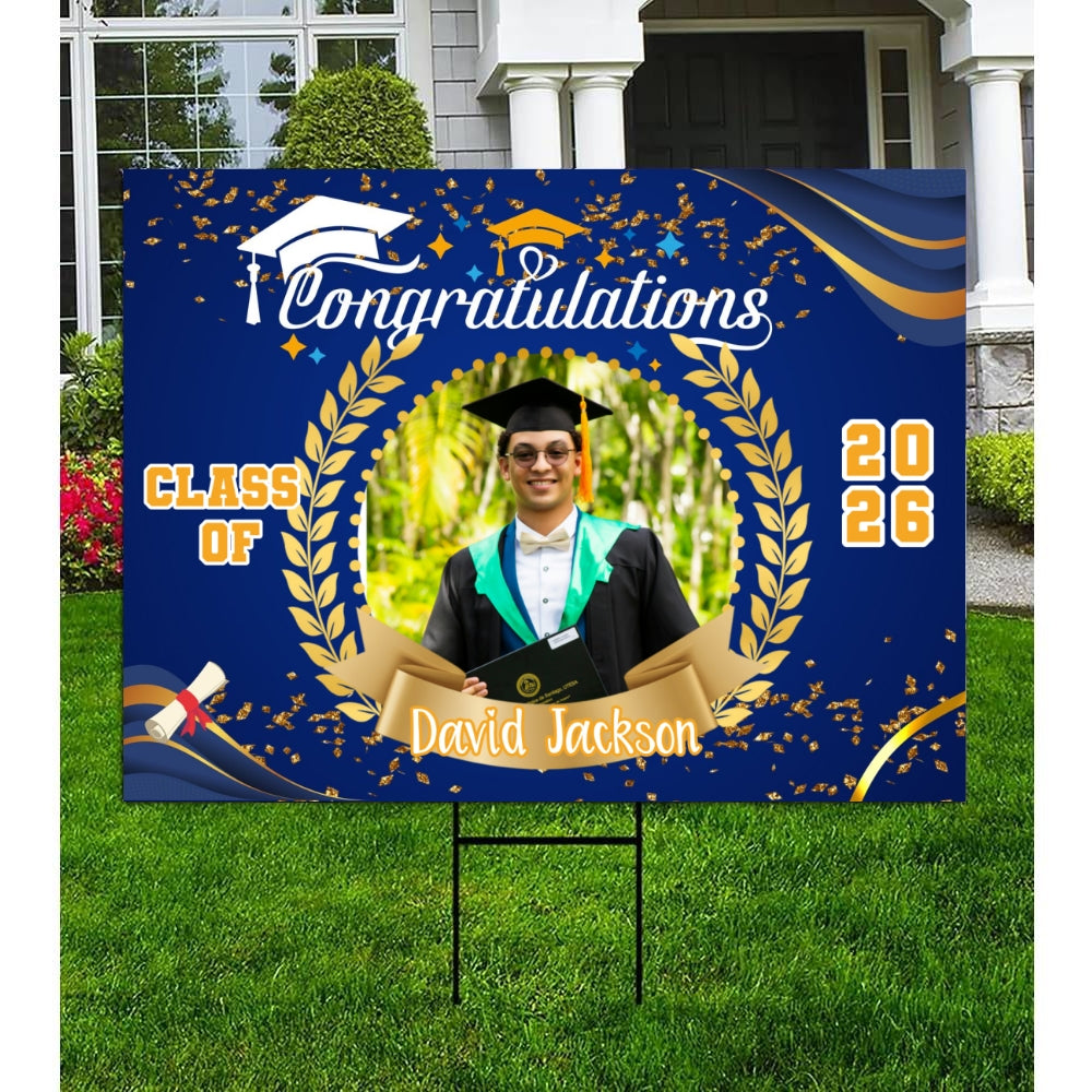 Senior 2026 Coroplast Yard sign with Picture & Name. Graduation Class of 2026, Free quick shipping customall