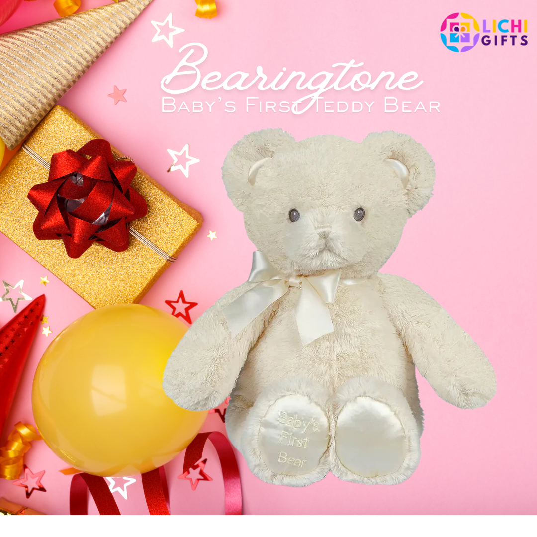 Bearington Baby’s First Teddy Bear – Cream Plush (12”) 