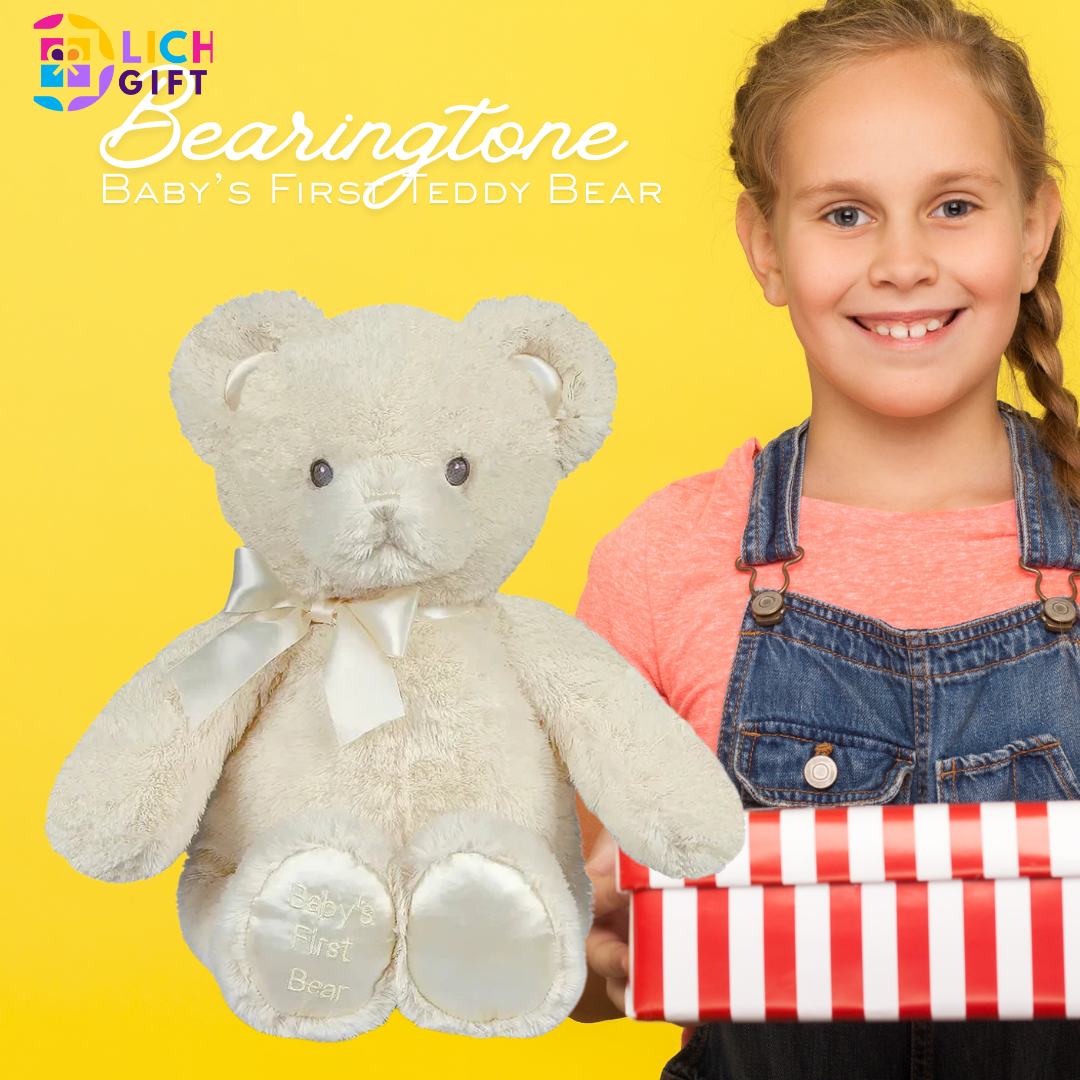 Bearington Baby’s First Teddy Bear – Cream Plush (12”) 