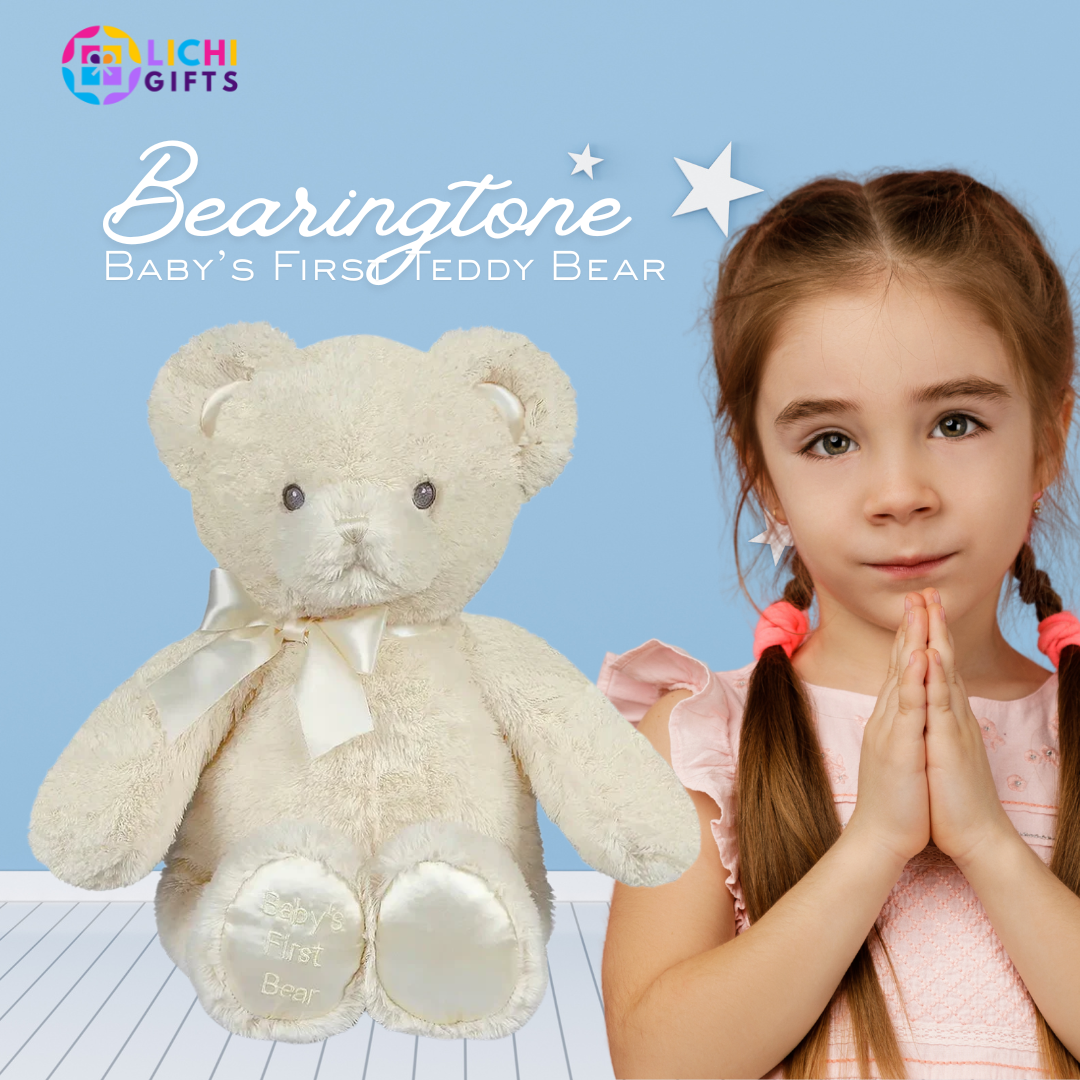 Bearington Baby’s First Teddy Bear – Cream Plush (12”) 