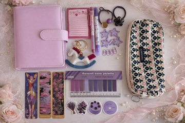 Lavender Aesthetic Planner Gift Set – Leather Ring Binder Journal & Purple Stationery Bundle Lichi Gifts