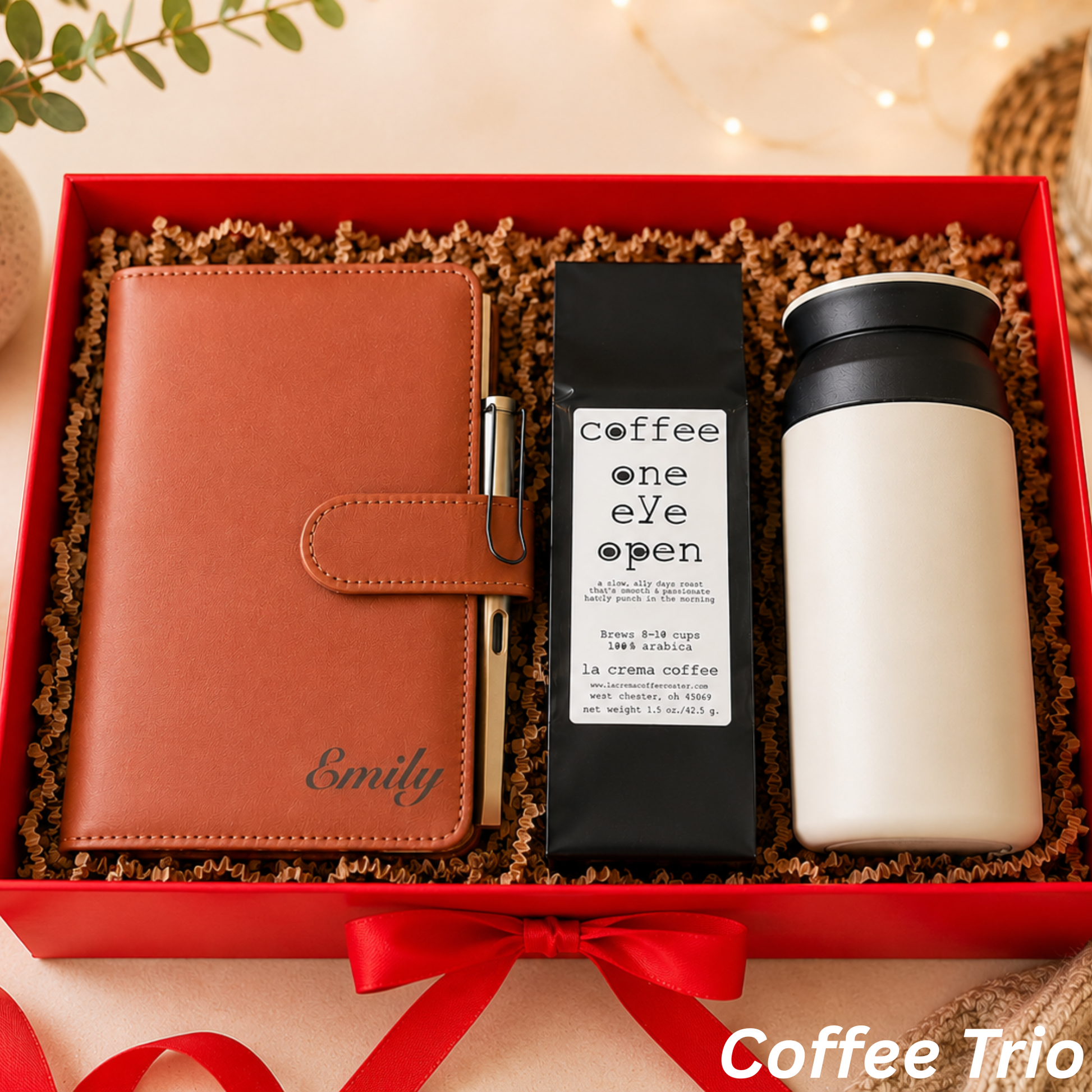 Personalized Coffee Lover Gift Box — Engraved Journal, Coffee & Tumbler Lichi Gifts