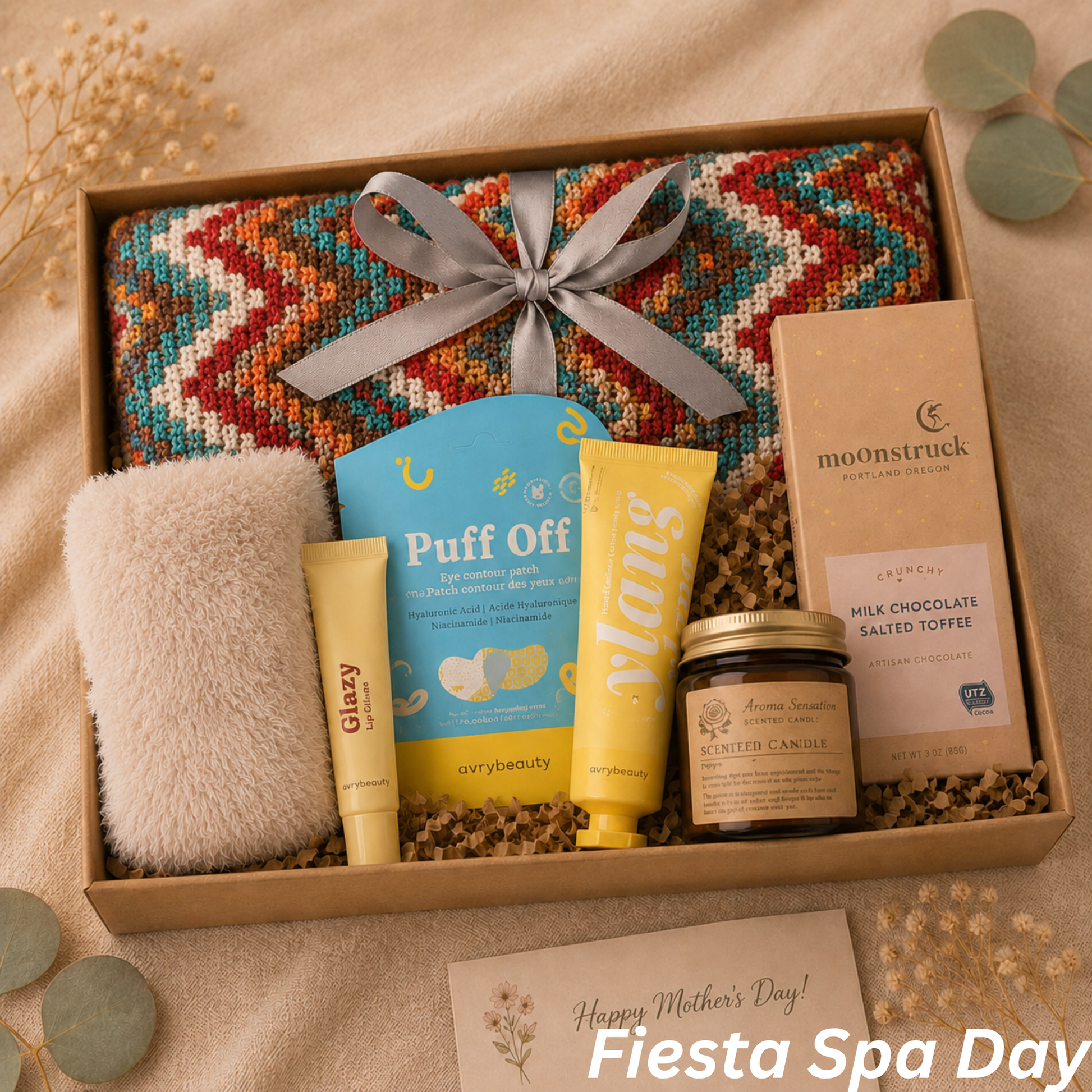 Mother's Day Spa Gift Box — Cozy Blanket, Skincare, Chocolate & Candle Lichi Gifts