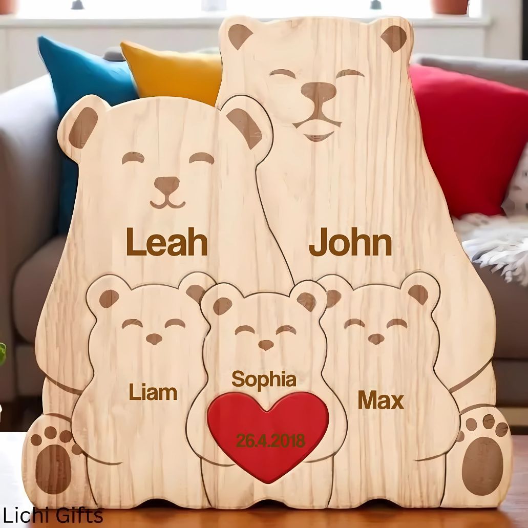 Personalized Wooden Koala Puzzle – 💝 Celebrate Your Family with a Handcrafted Gift Lichi Gifts
