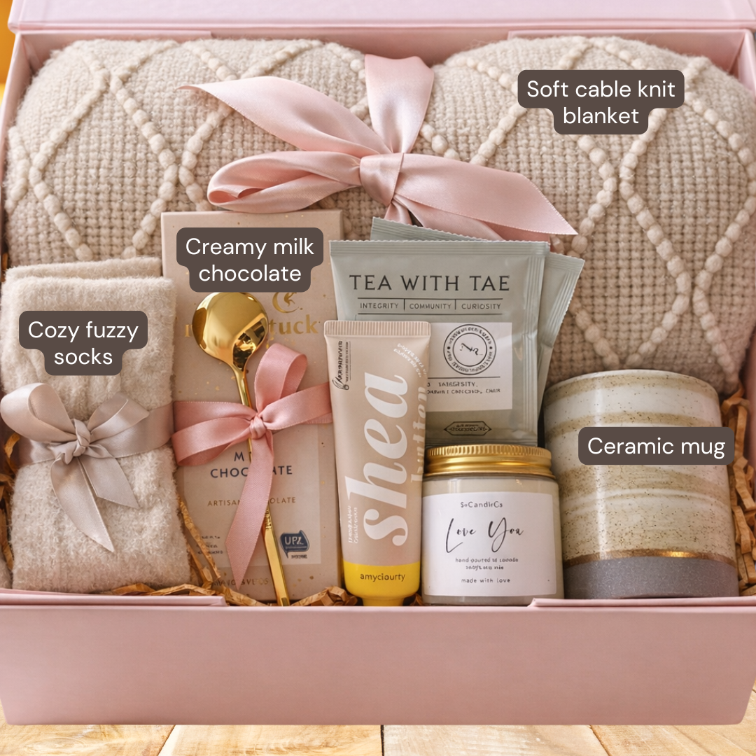 Cozy Self Care Gift Box for Women - Classy Birthday Gift Basket for Her, Hygge Set, Best Friend & Mom Gift Lichi Gifts