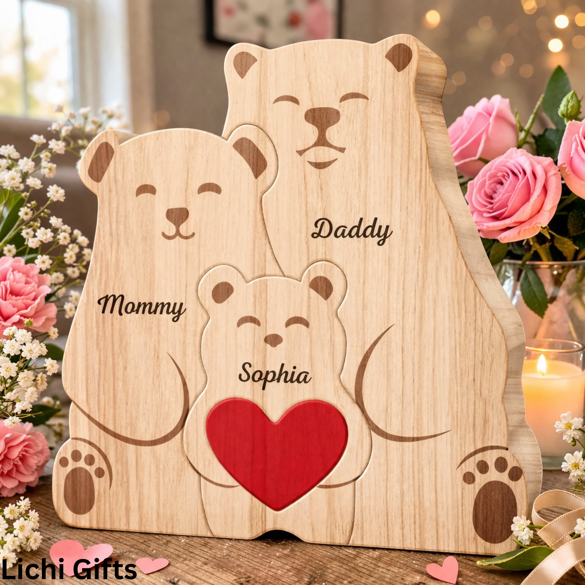 Personalized Wooden Koala Puzzle – Celebrate Your Family with a Handcrafted Gift 💝 customall