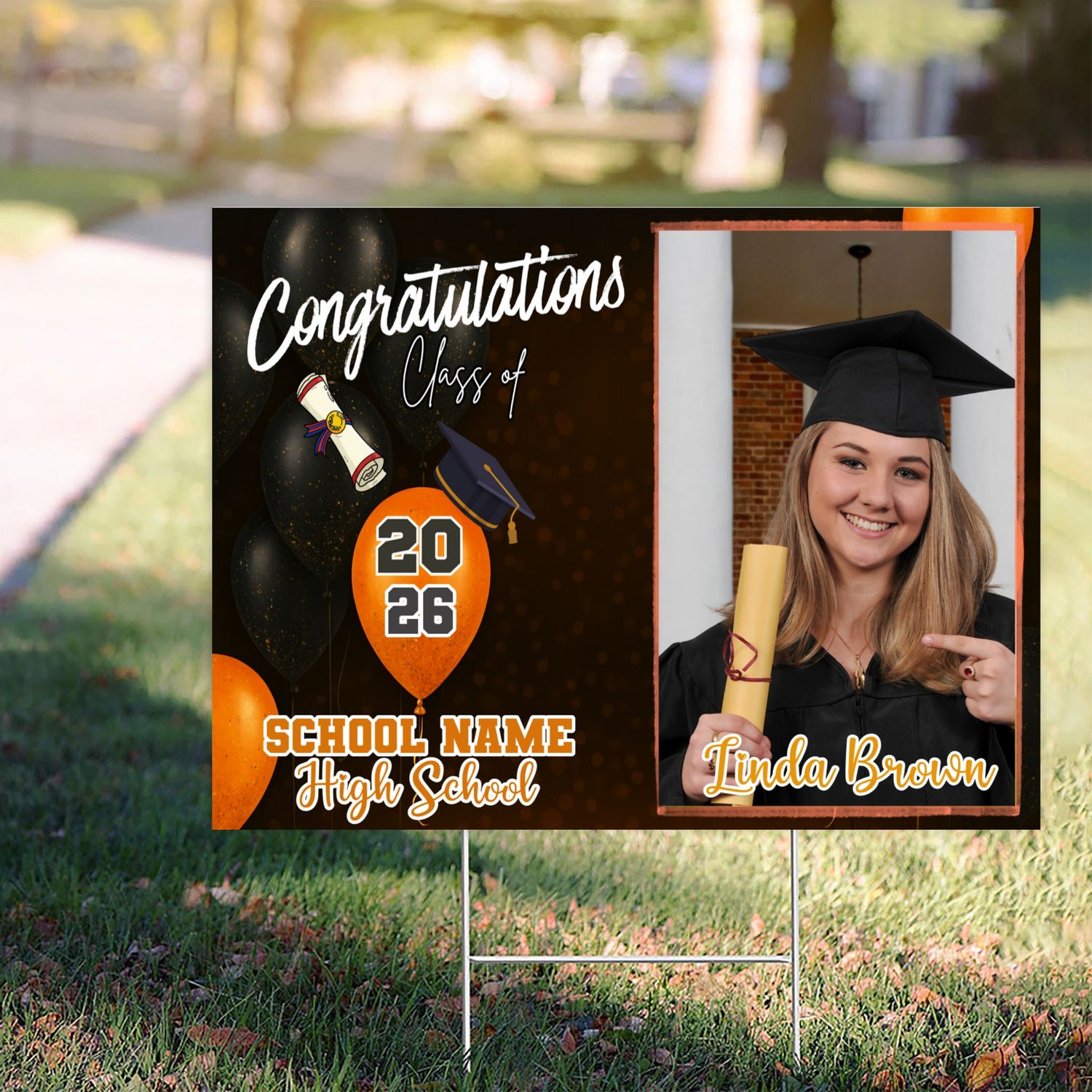 Personalized Graduation 2026 Yard Sign Orange customall