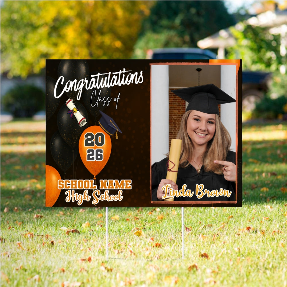 Personalized Graduation 2026 Yard Sign Orange customall
