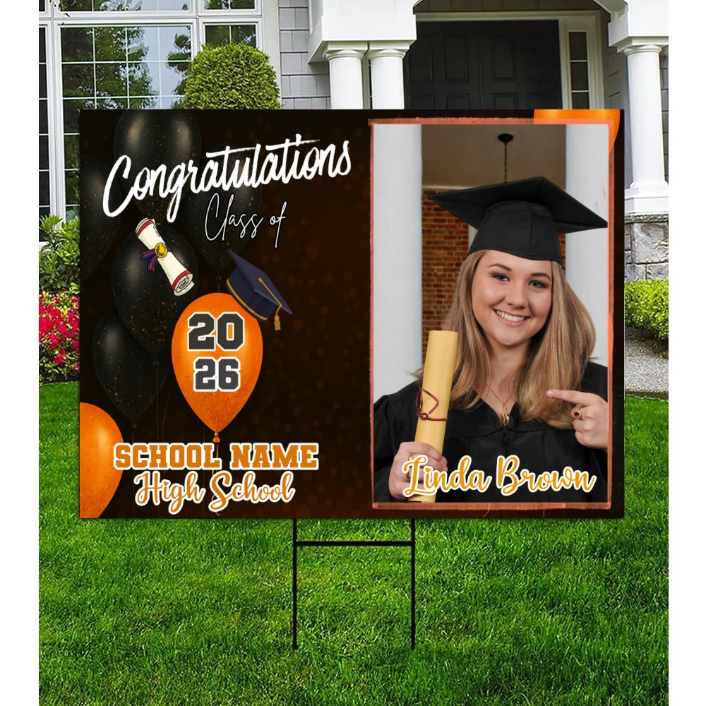 Personalized Graduation 2026 Yard Sign Orange customall