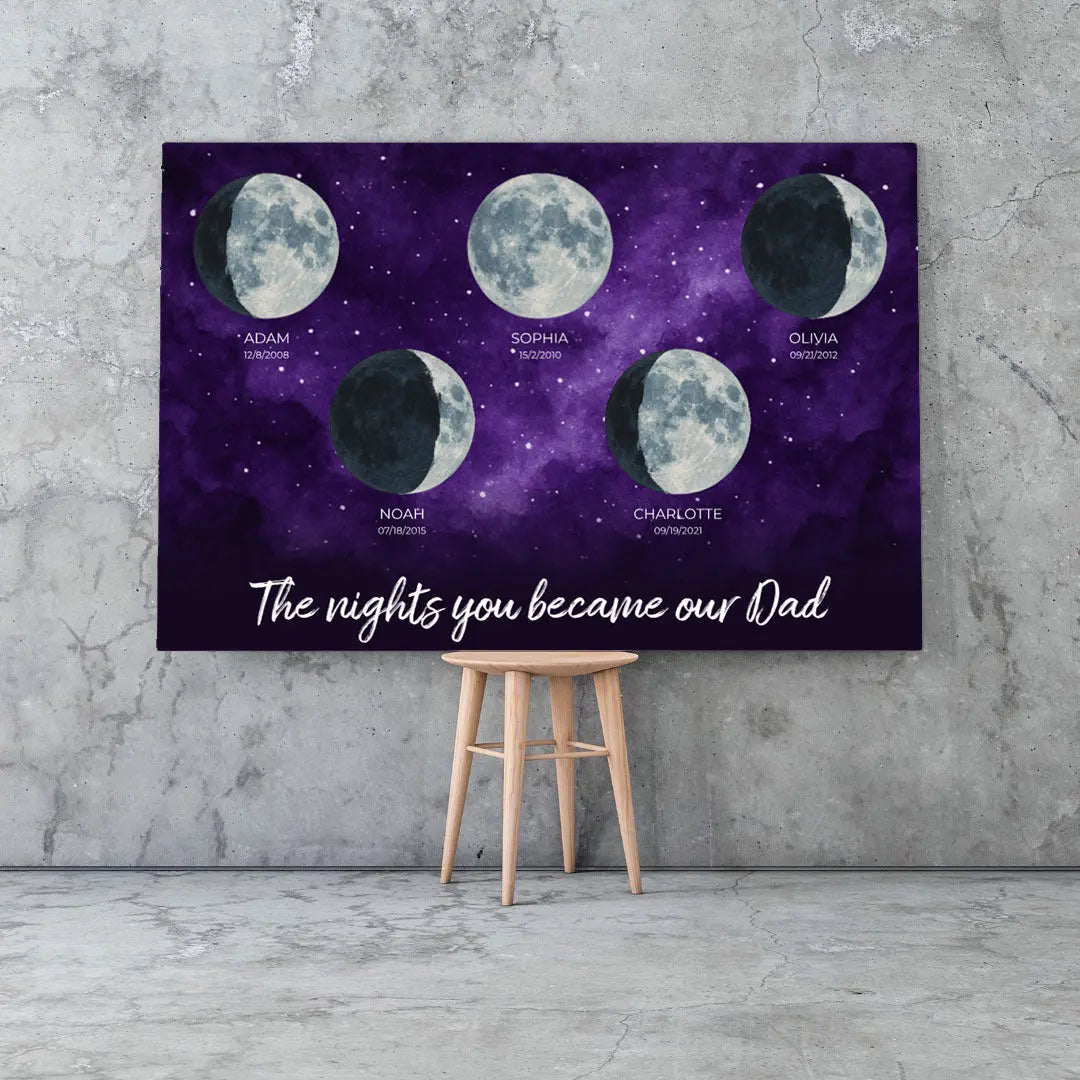 Moon phases, The nights you became our Dad  Personalized Poster gelato