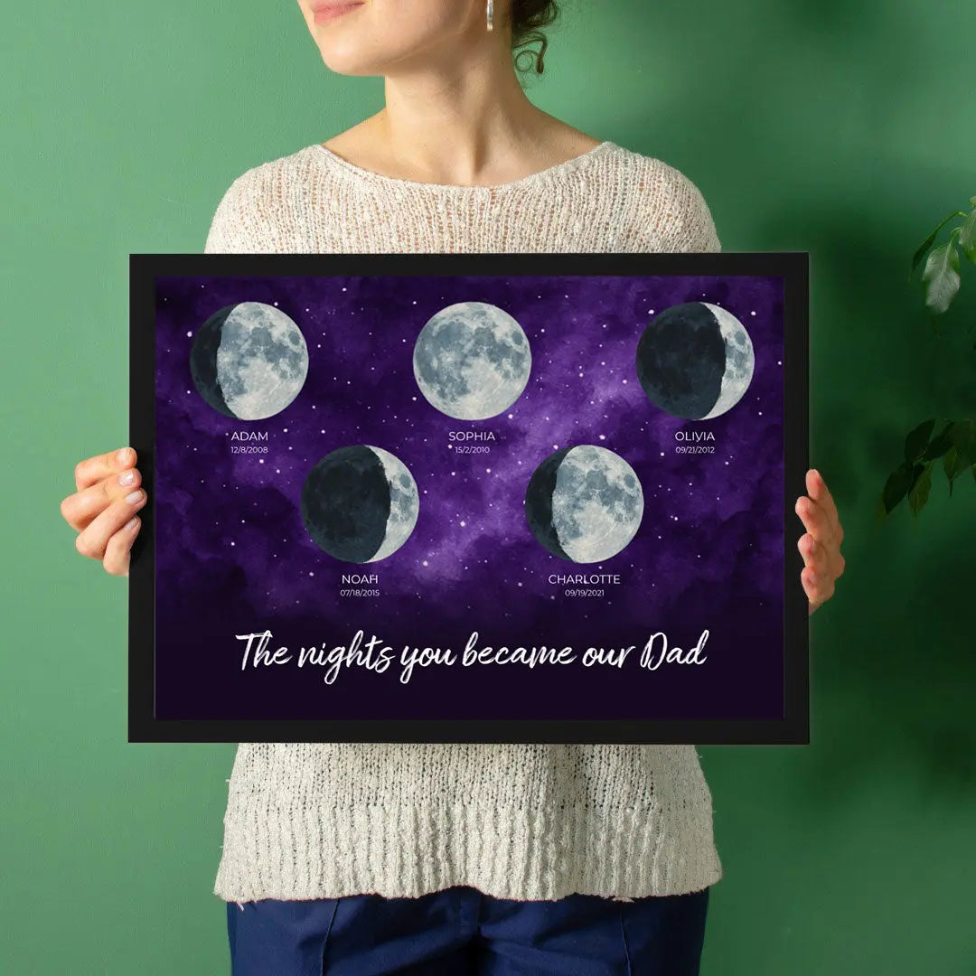 Moon phases, The nights you became our Dad  Personalized Poster gelato