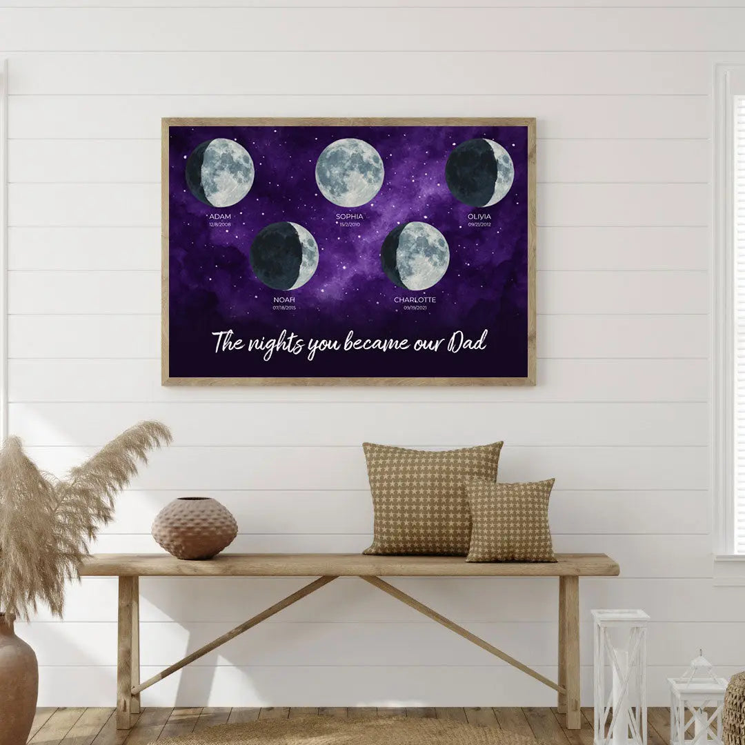 Moon phases, The nights you became our Dad  Personalized Poster gelato