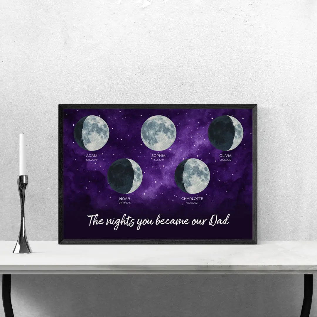 Moon phases, The nights you became our Dad  Personalized Poster gelato