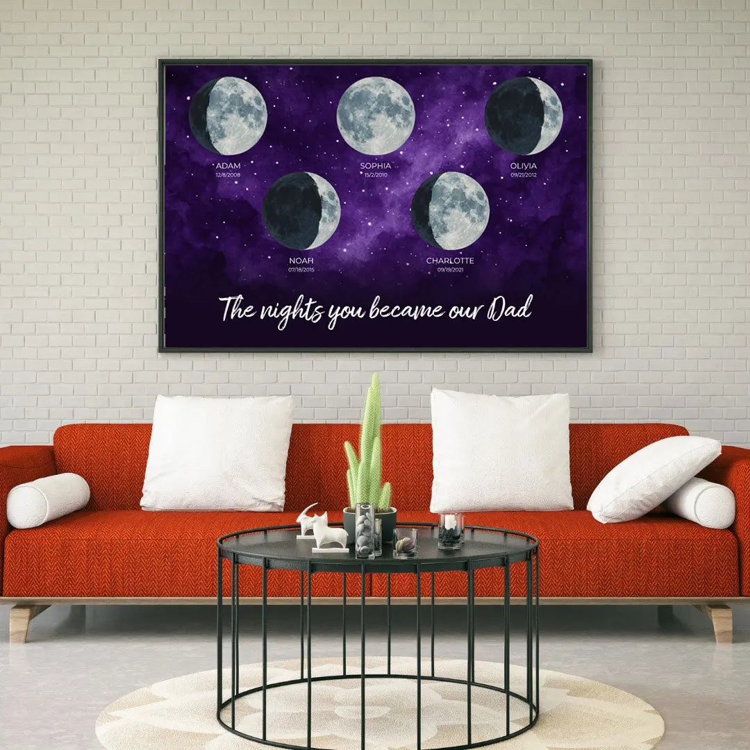 Moon phases, The nights you became our Dad  Personalized Poster gelato