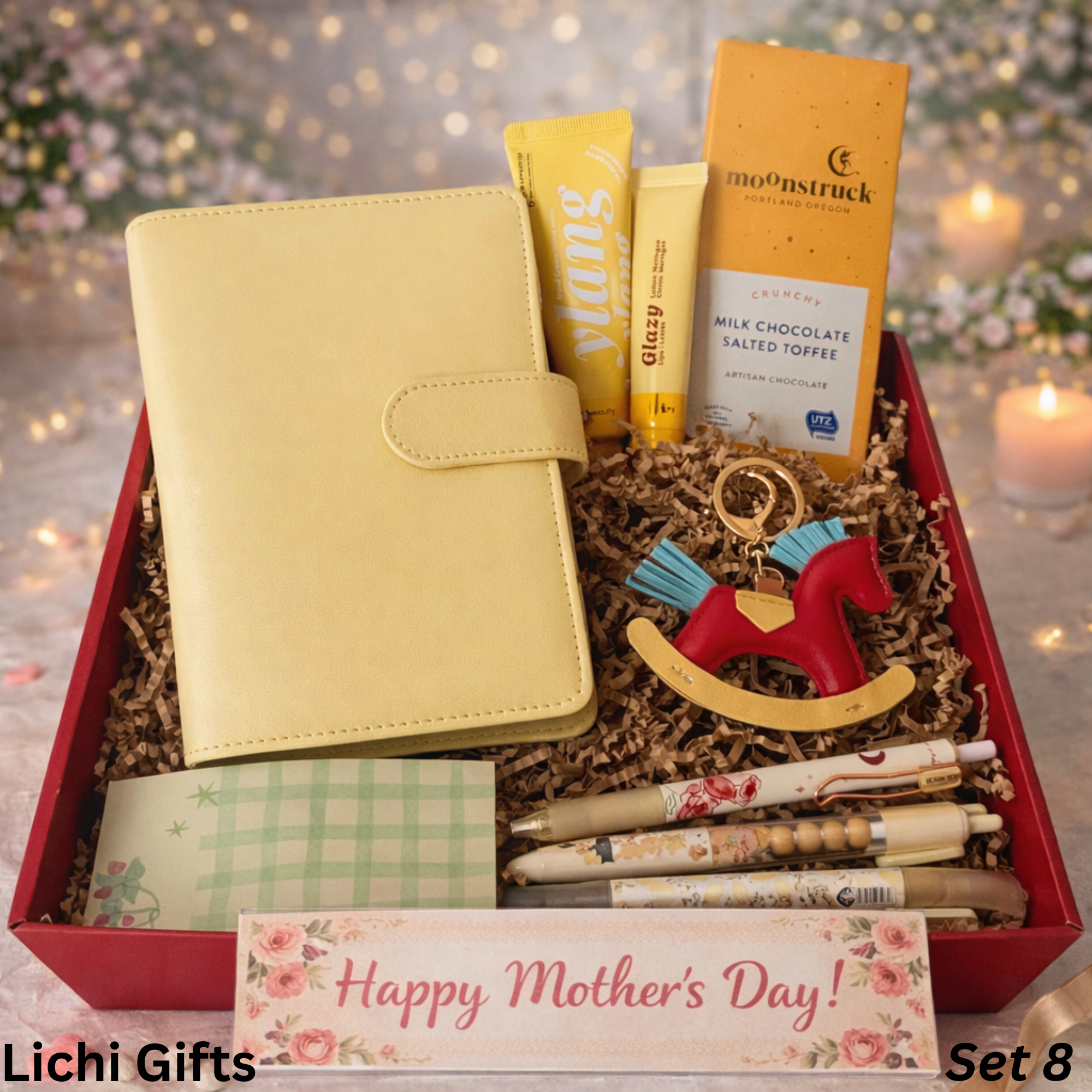 Mother’s Day Gift Box – Planner & Self Care Set with Notebook, Chocolate & Accessories | Gift for Mom