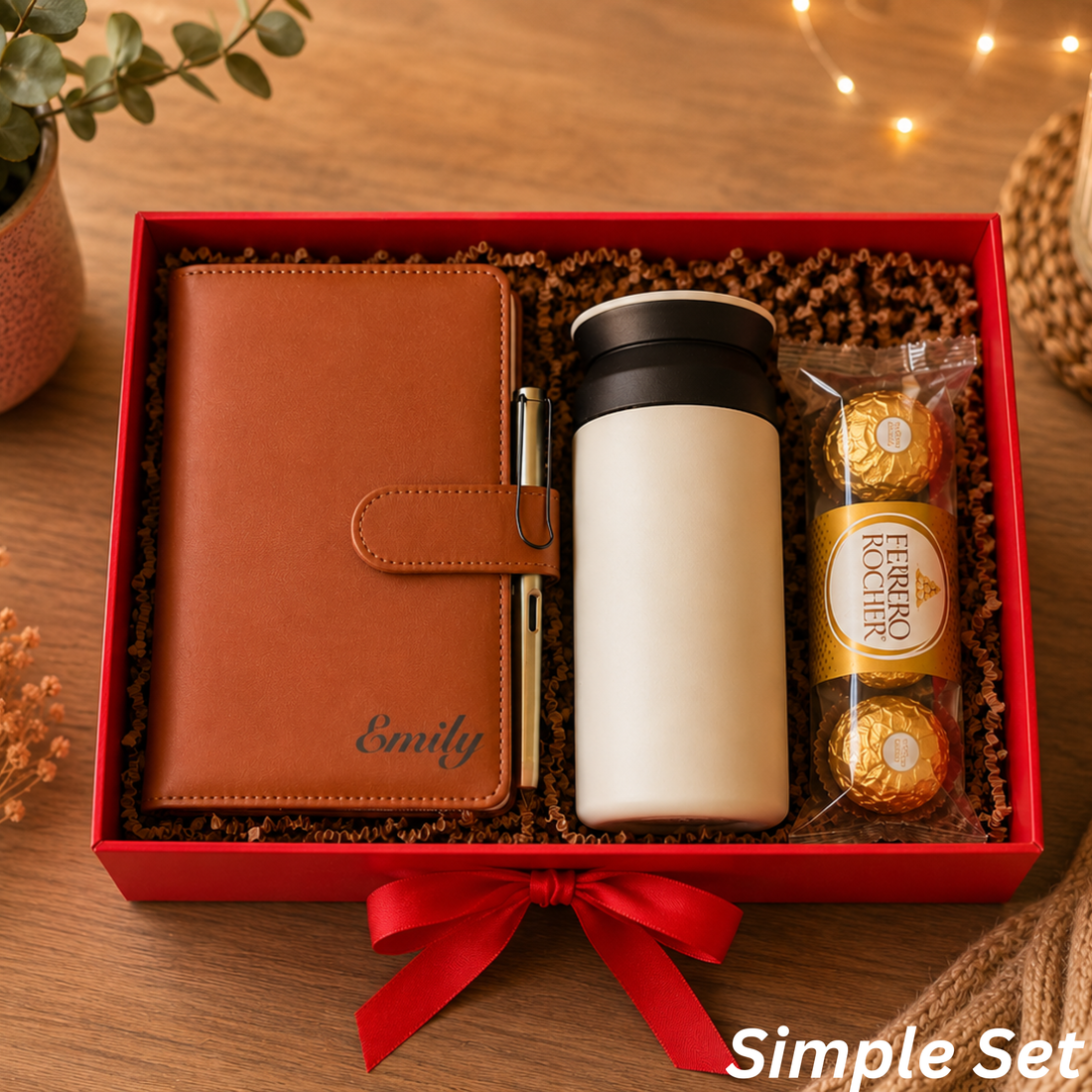 Personalized Journal Gift Set — Engraved Journal, Travel Tumbler & Chocolates Lichi Gifts