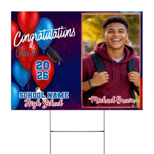 Personalized Graduation 2026 Yard Sign Blue Red customall