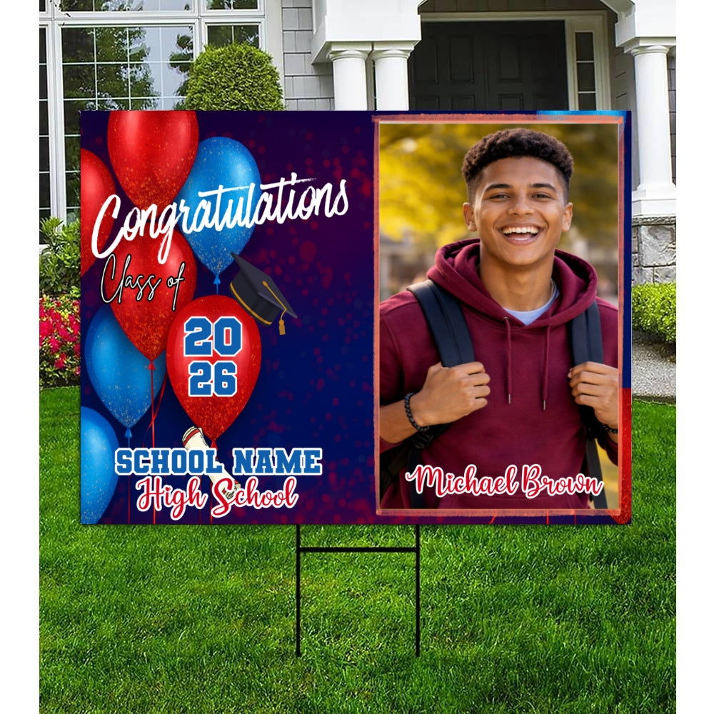 Personalized Graduation 2026 Yard Sign Blue Red customall