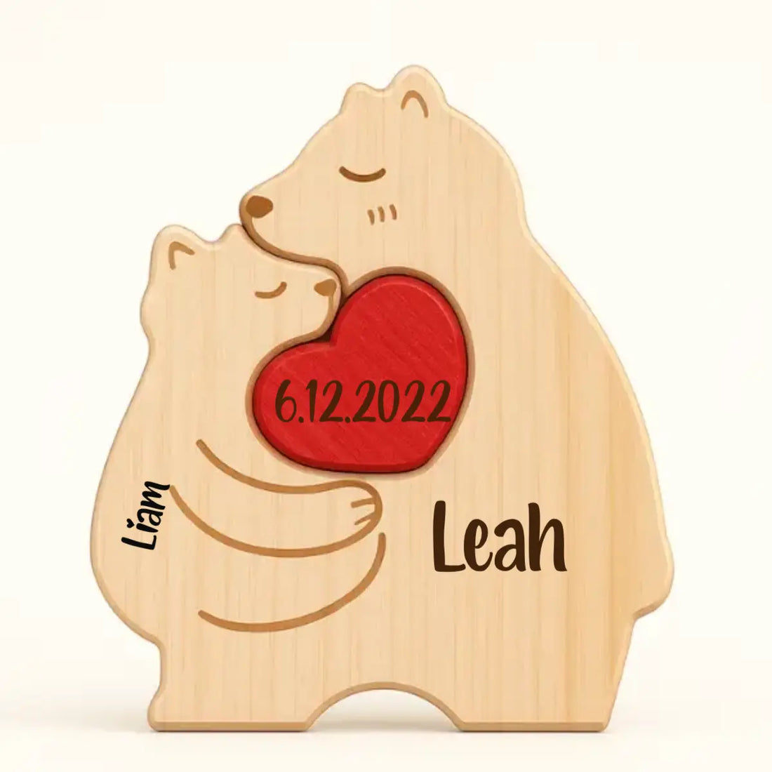 Wooden Bear Puzzle Single Mother with 1 kid Lichi Gifts