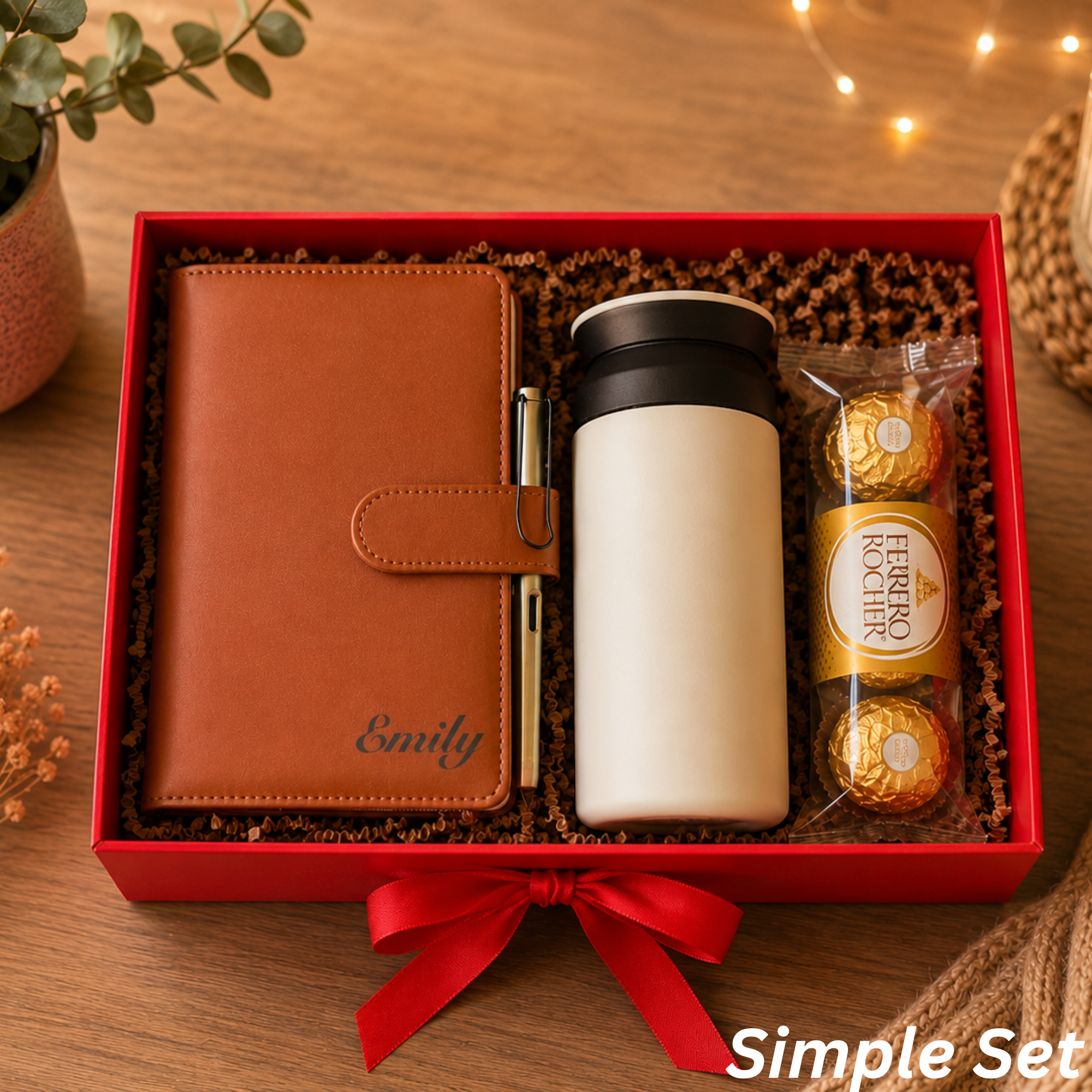 Personalized Journal Gift Set — Engraved Journal, Travel Tumbler & Chocolates Lichi Gifts