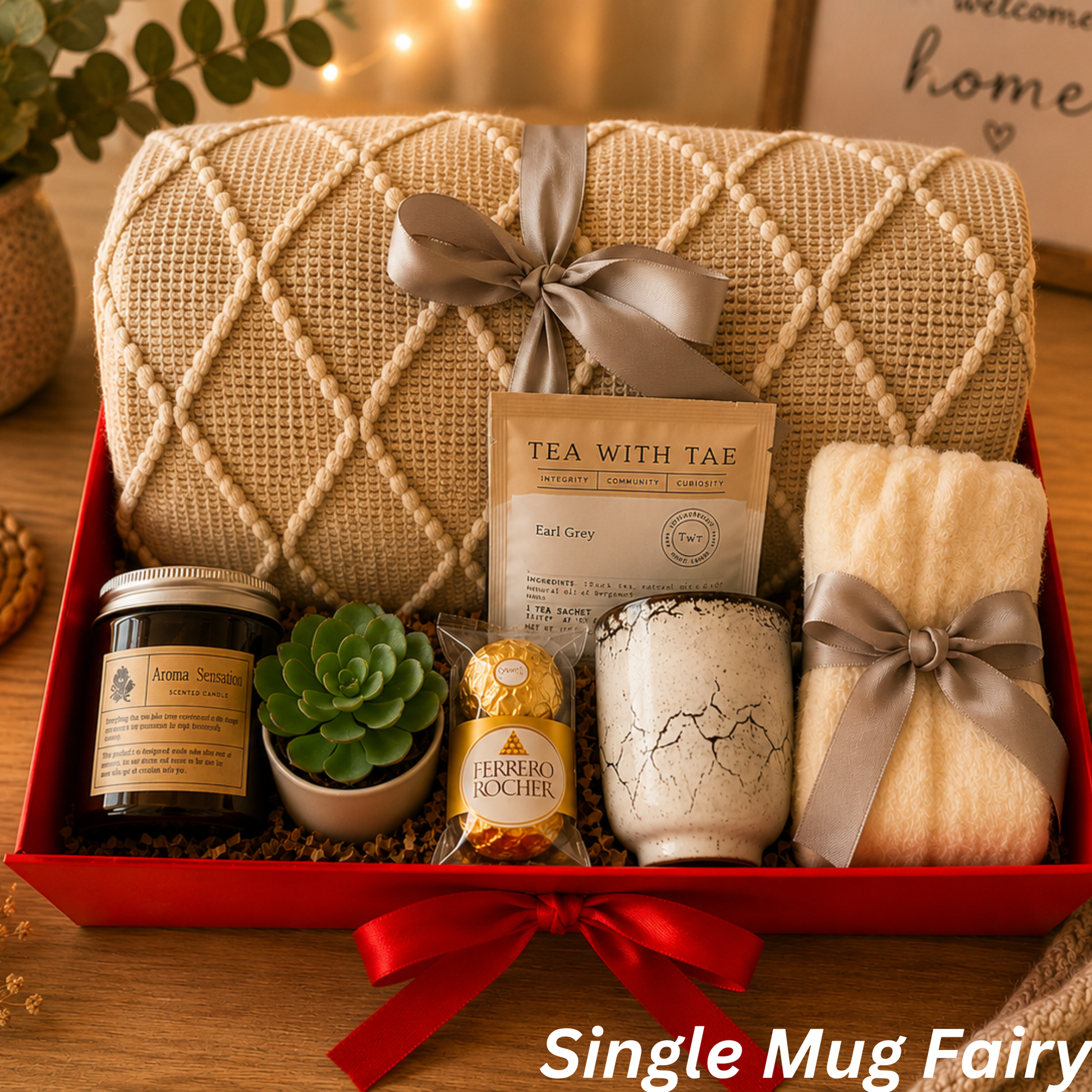 Self-Care Gift Box for Her — Cozy Blanket, Socks, Tea & Chocolates Lichi Gifts
